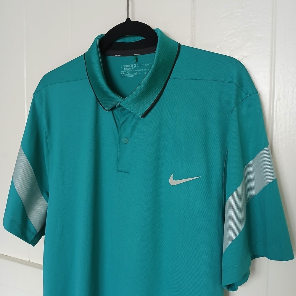 Nike Shirt MM Fly‎ Framing Commander Golf Polo Men's XL Aqua Short Sleeve 746074